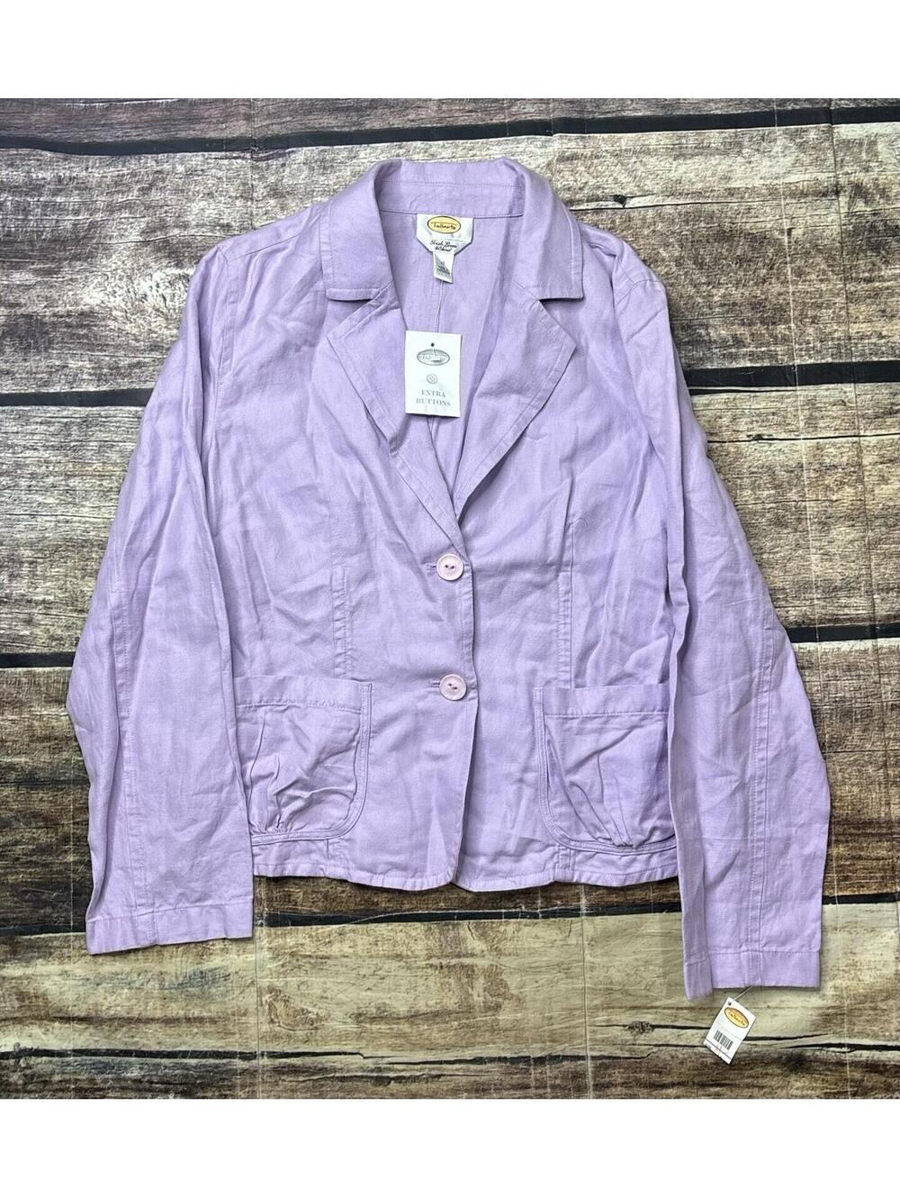 Talbots Blazer Jacket Womens Size 10 Irish Linen Blend Lavender